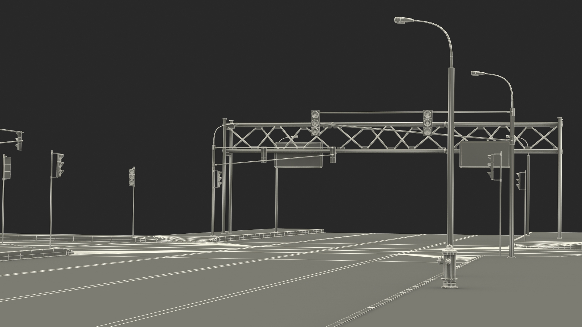 3D Connectable Highway Road Elements Crossroads Junction model