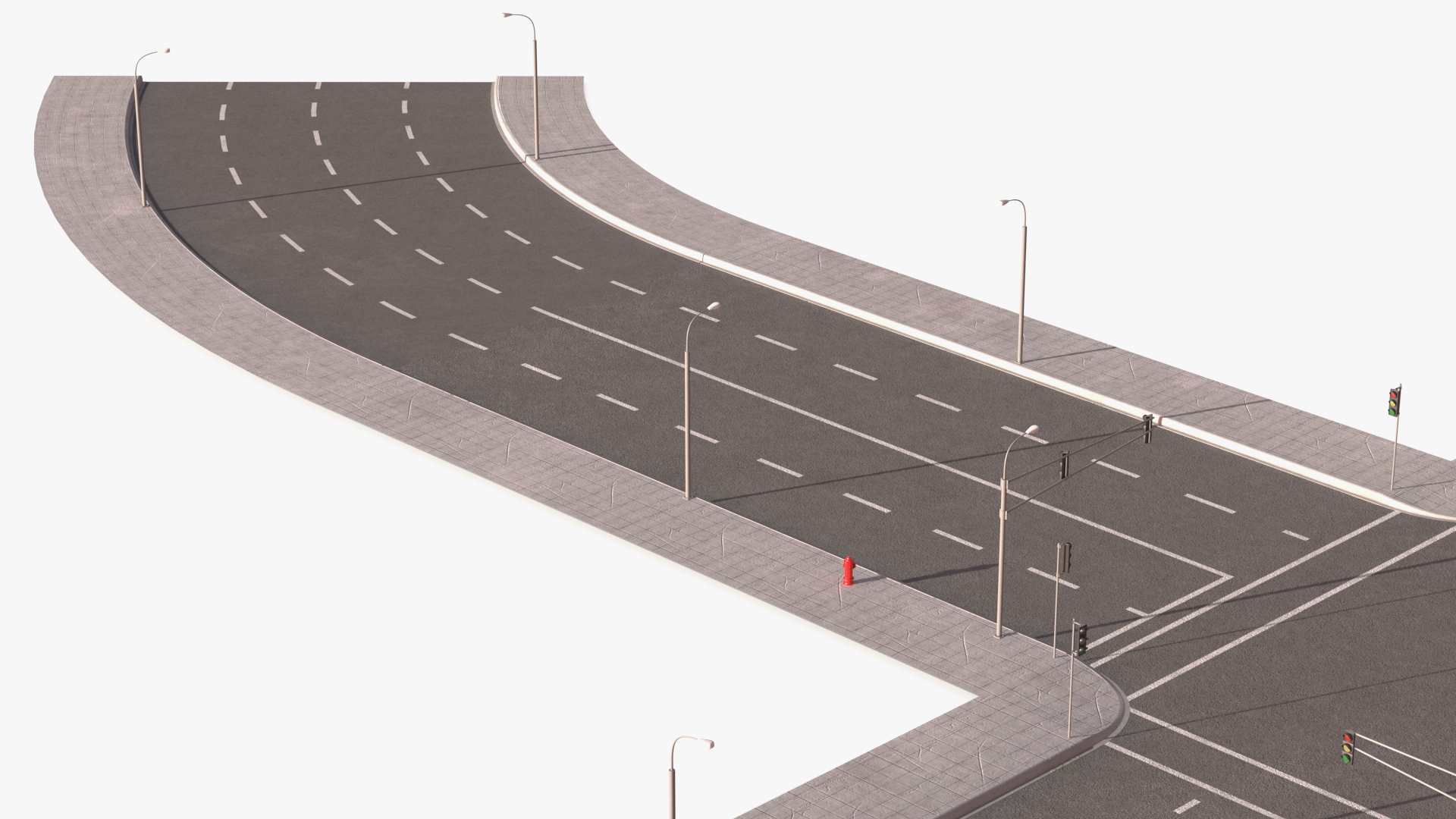 3D Connectable Highway Road Elements Crossroads Junction model