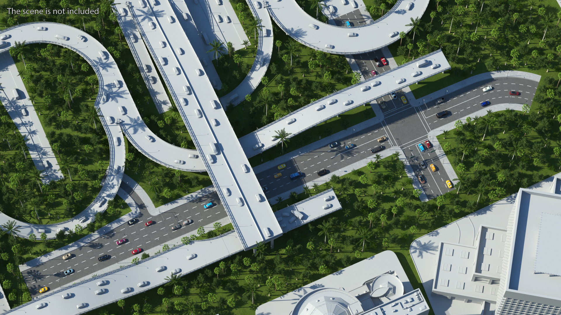 3D Connectable Highway Road Elements Crossroads Junction model