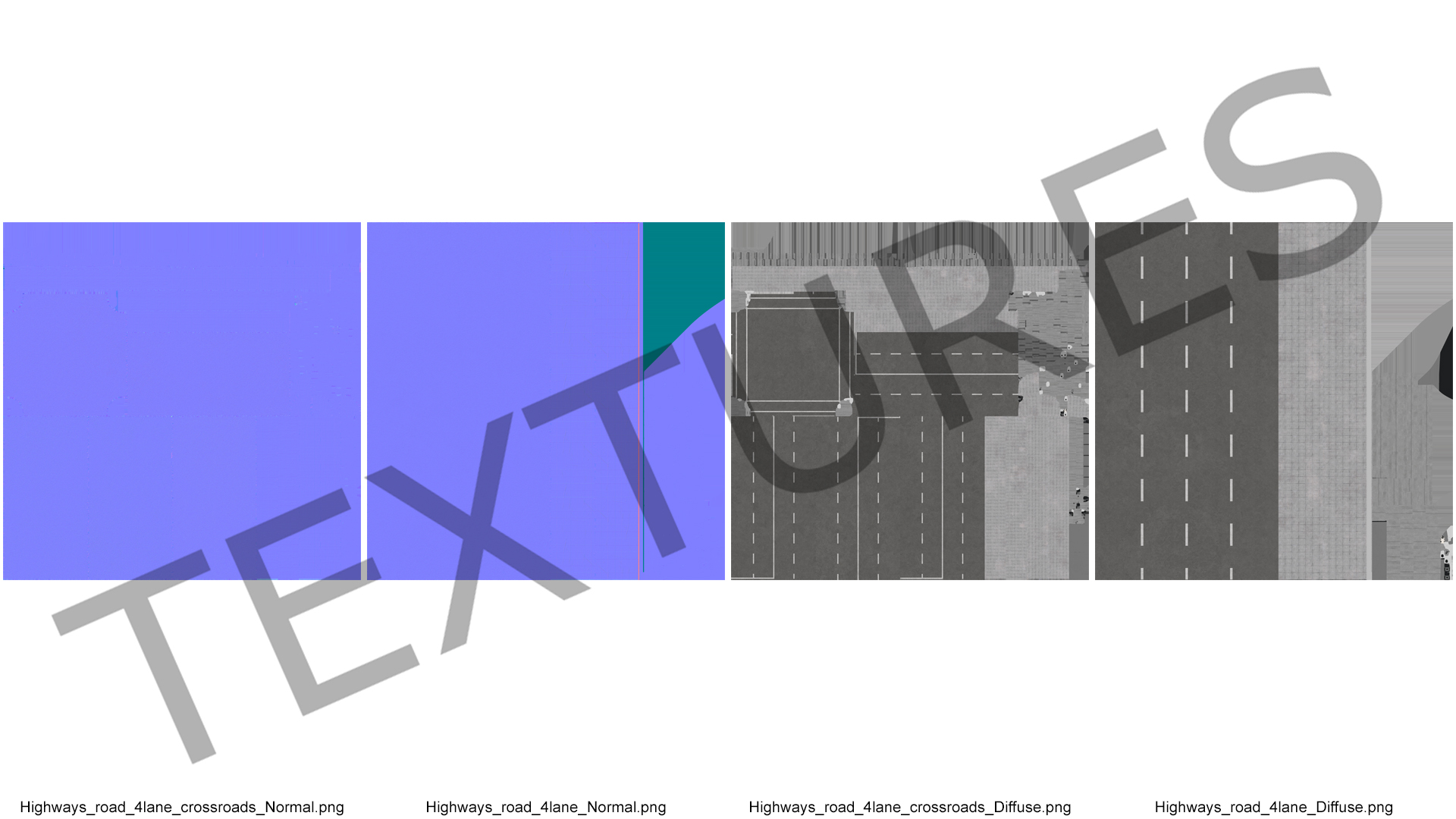 3D Connectable Highway Road Elements Crossroads Junction model