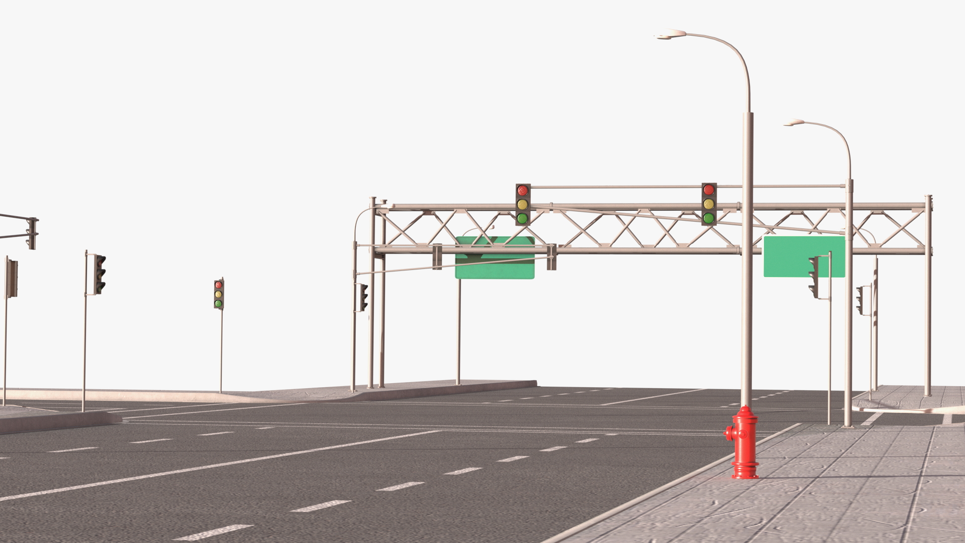 3D Connectable Highway Road Elements Crossroads Junction model