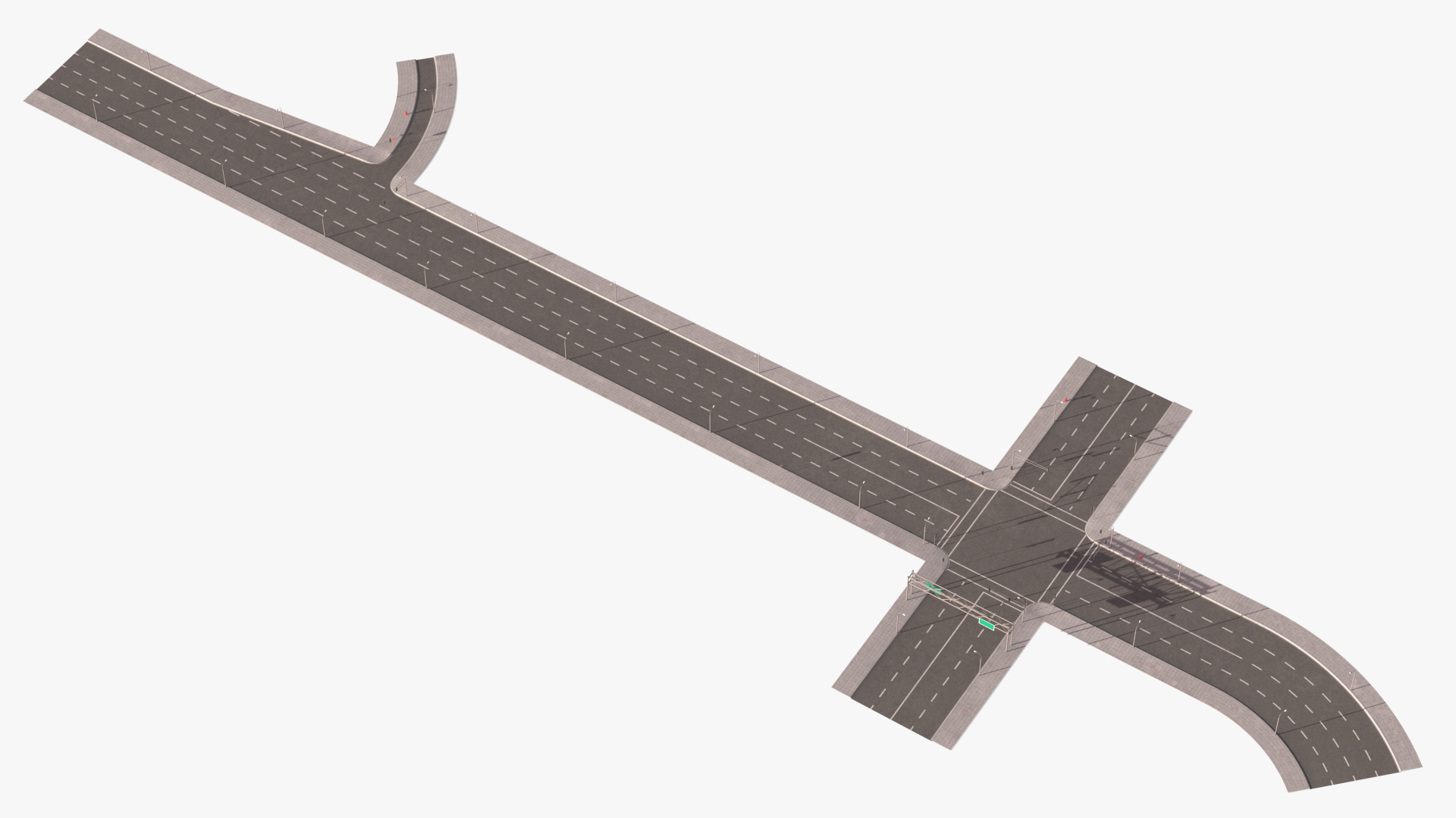 3D Connectable Highway Road Elements Crossroads Junction model