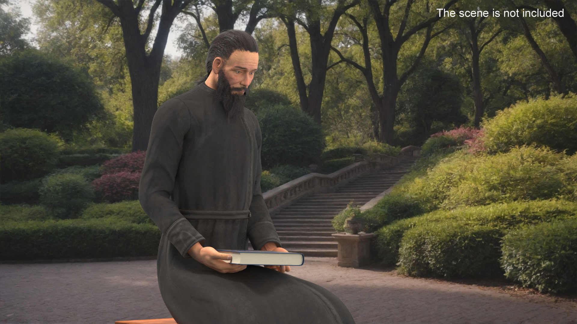 Orthodox Church Monk Wearing Robe Rigged for Maya 3D model