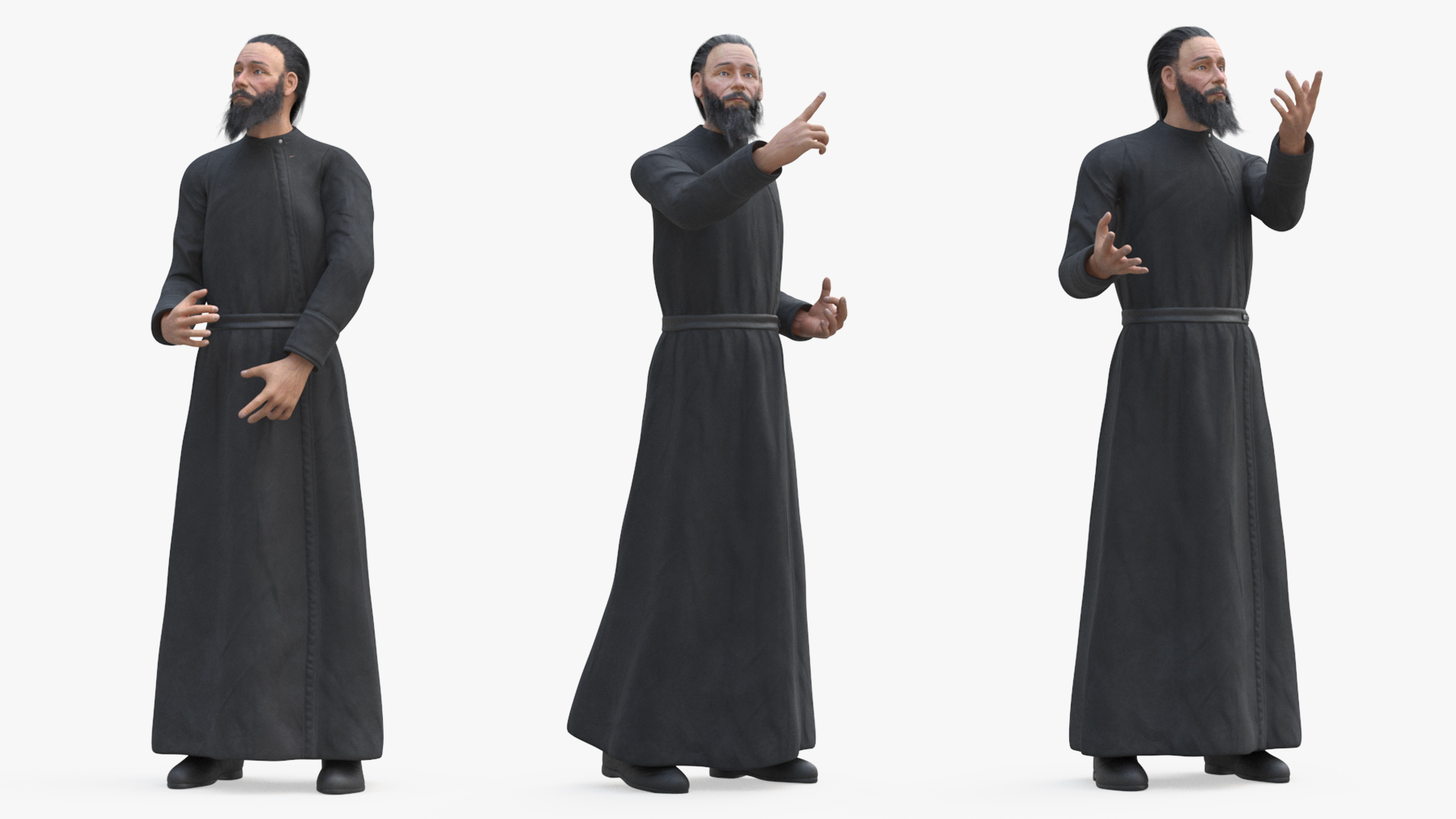 Orthodox Church Monk Wearing Robe Rigged for Maya 3D model