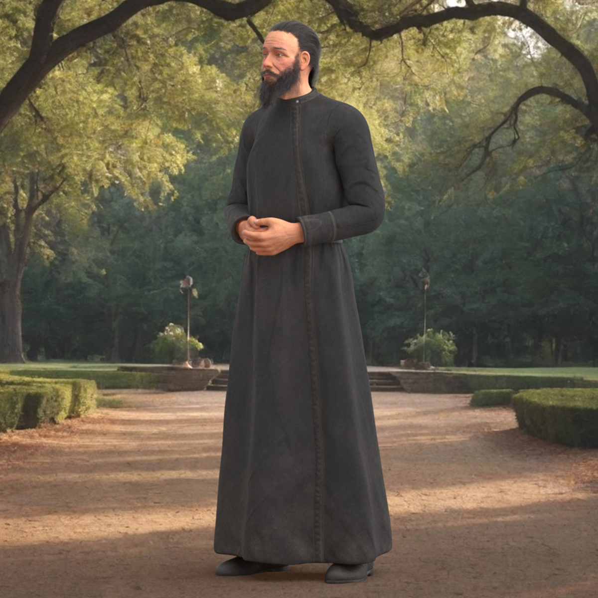 Orthodox Church Monk Wearing Robe Rigged for Maya 3D model