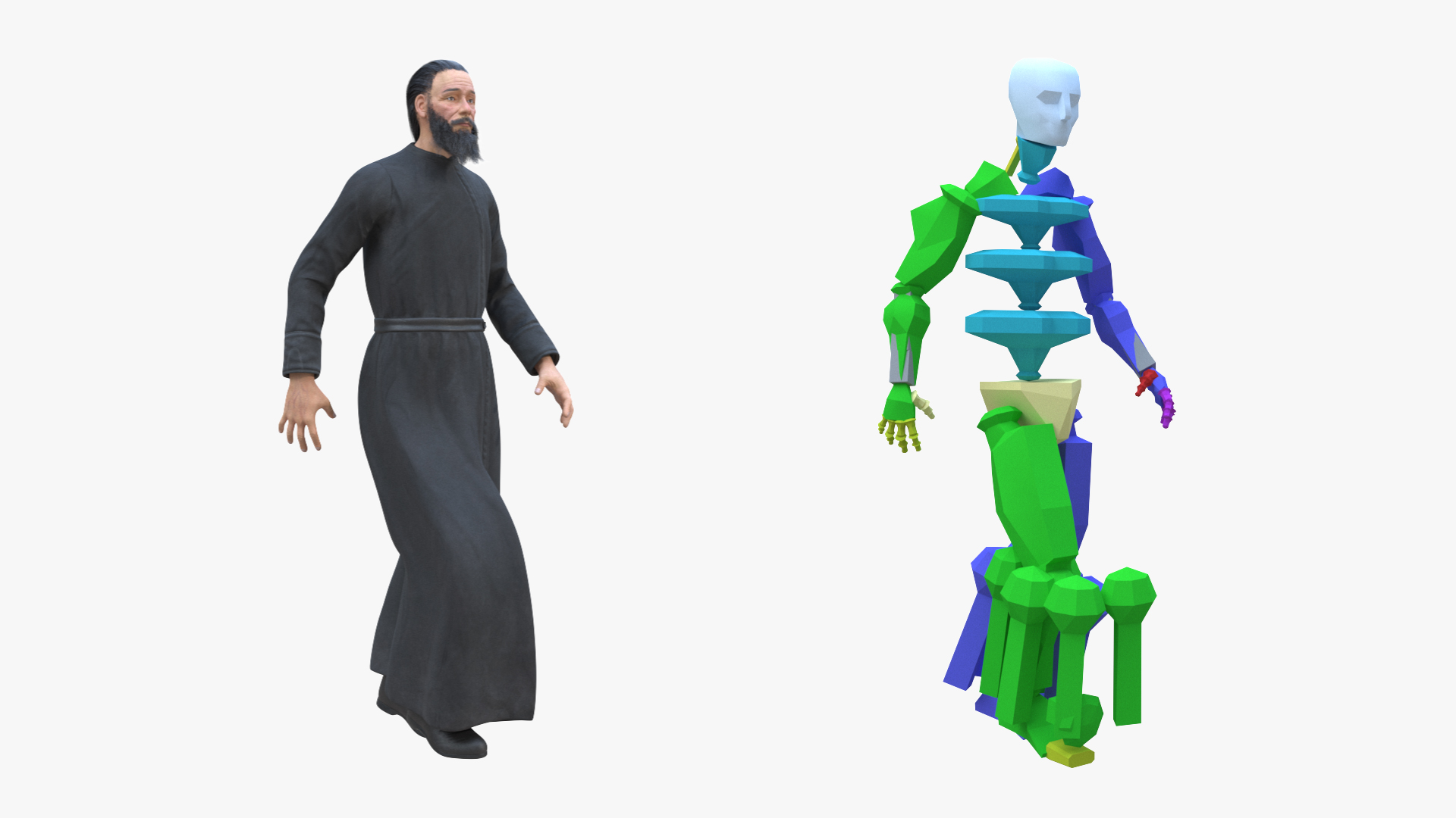Orthodox Church Monk Wearing Robe Rigged for Maya 3D model