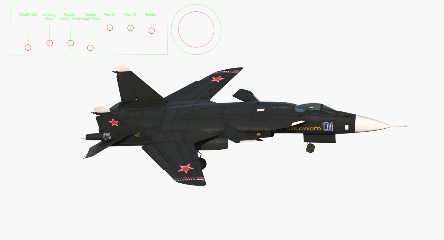 3D model Sukhoi Su 47 Berkut Russin Jet Fighter Rigged