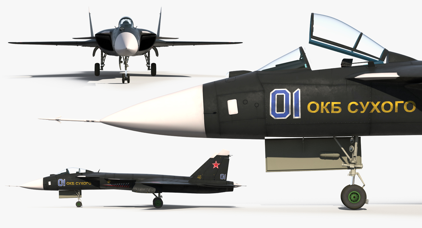 3D model Sukhoi Su 47 Berkut Russin Jet Fighter Rigged