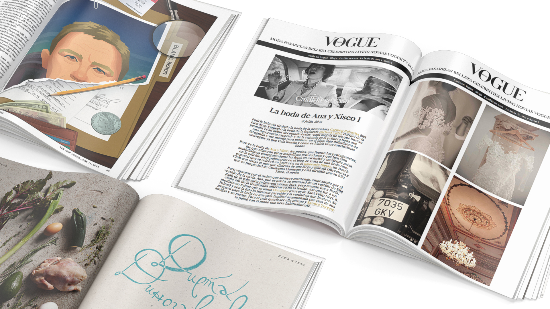3D Open New Yorker Vogue and Seasons Magazines model