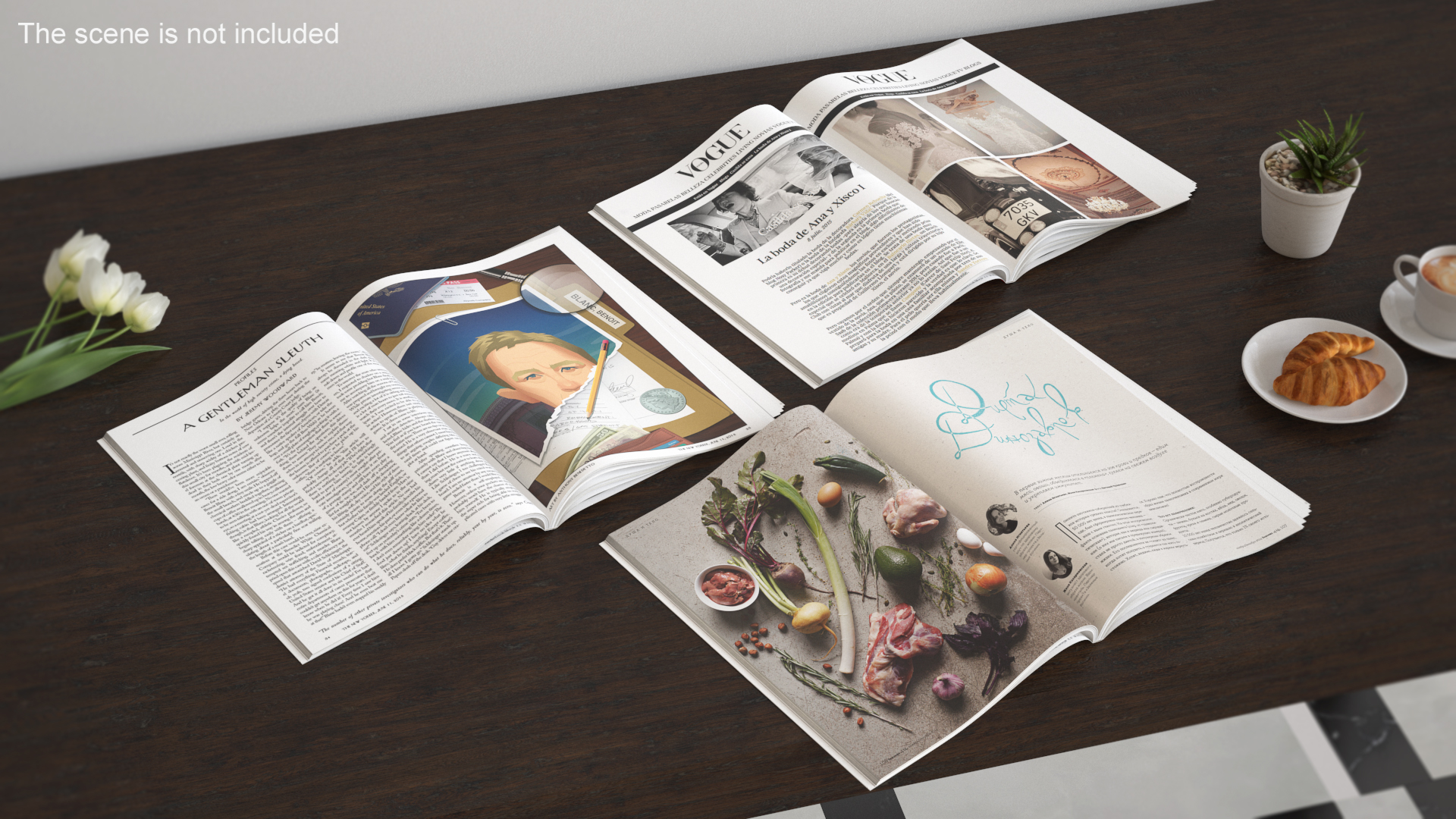 3D Open New Yorker Vogue and Seasons Magazines model