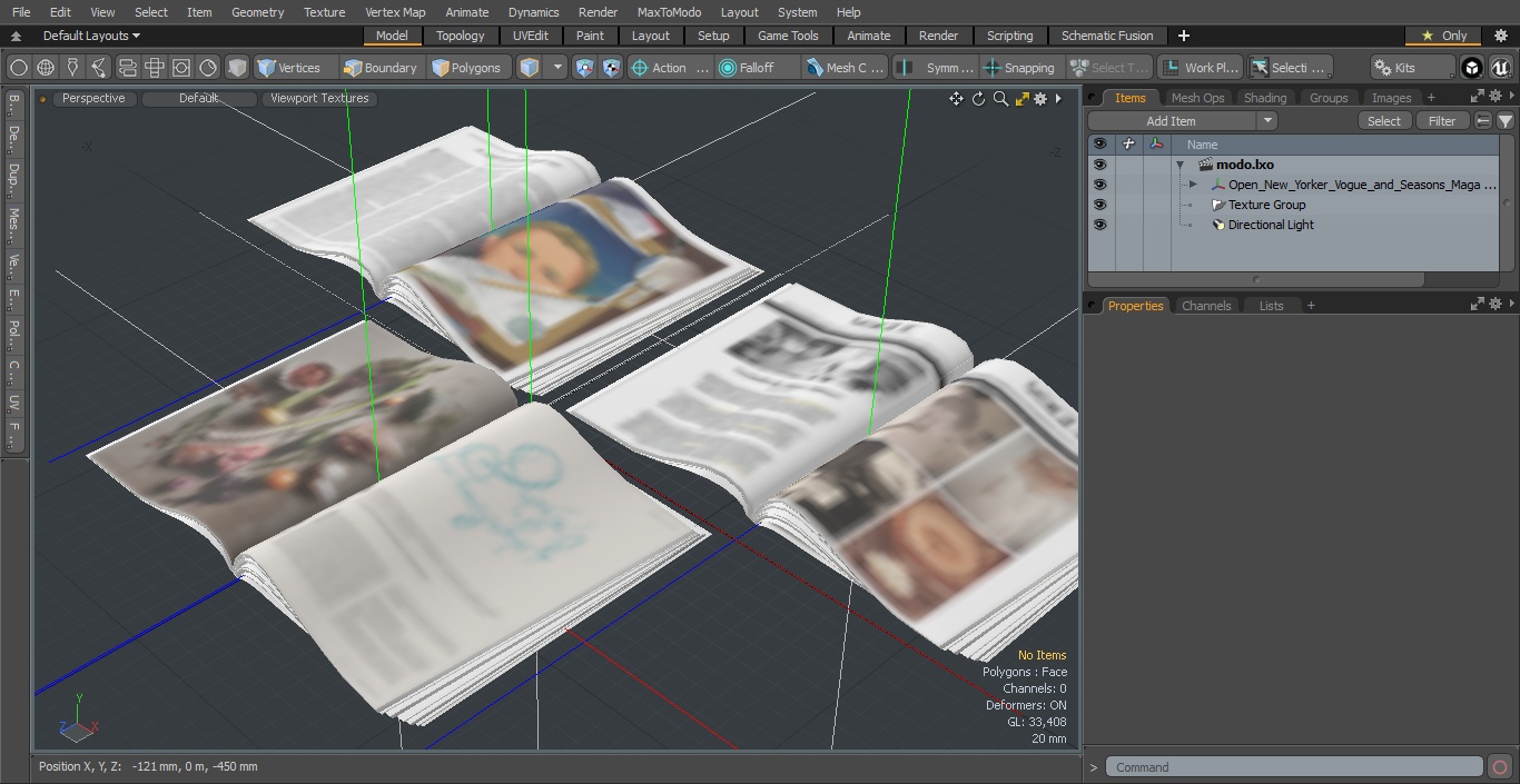 3D Open New Yorker Vogue and Seasons Magazines model