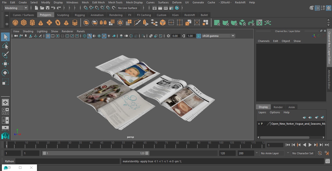 3D Open New Yorker Vogue and Seasons Magazines model