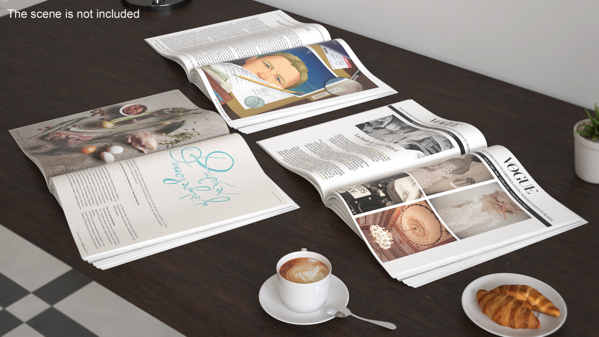 3D Open New Yorker Vogue and Seasons Magazines model