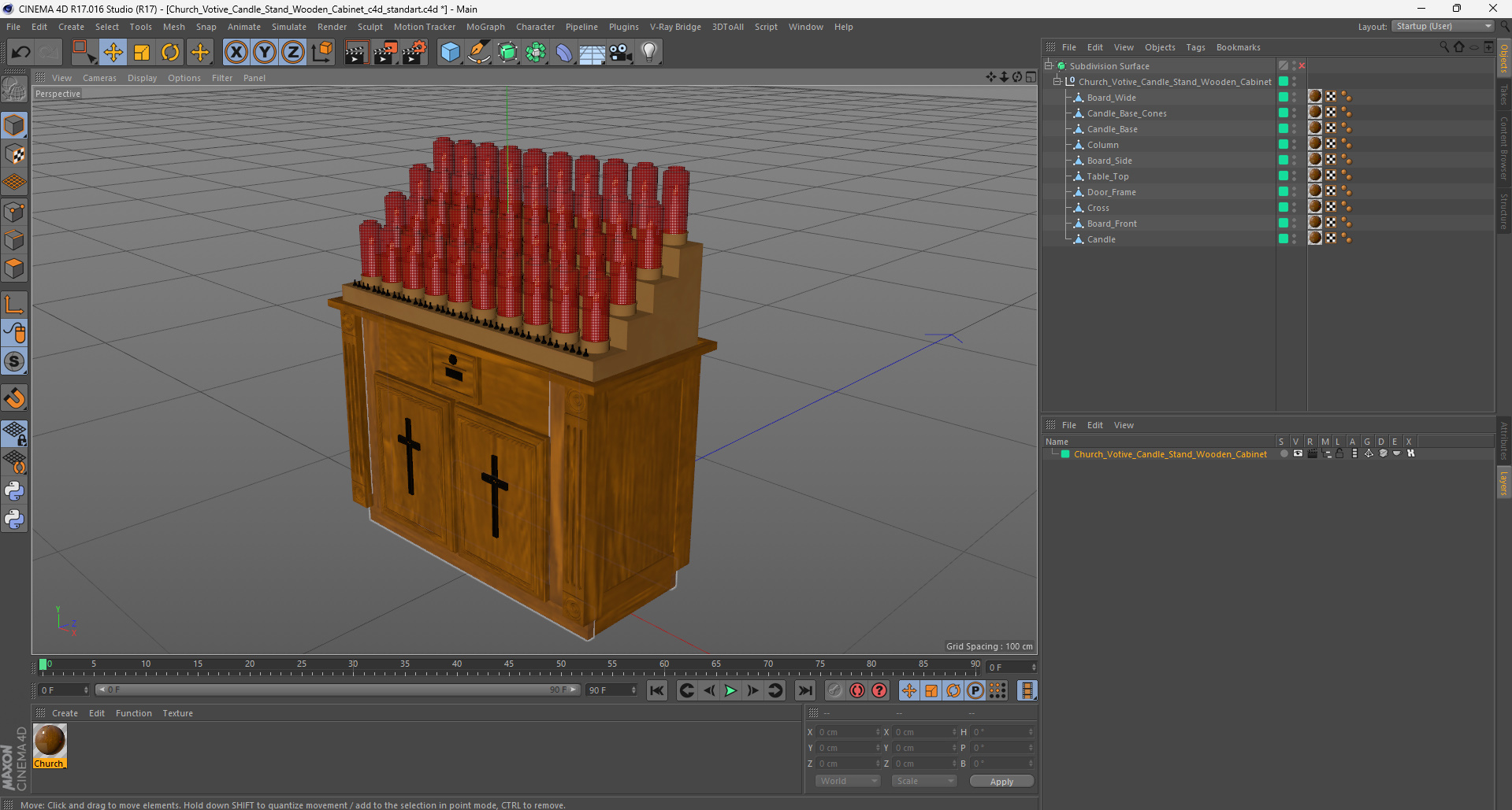 3D Church Votive Candle Stand Wooden Cabinet