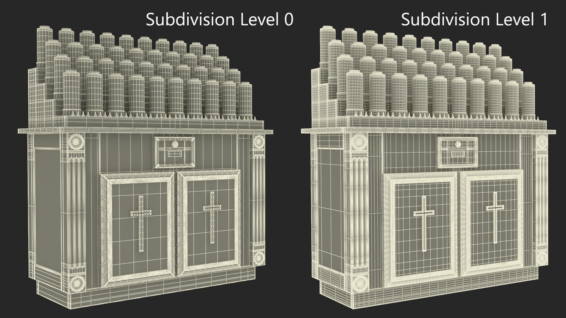3D Church Votive Candle Stand Wooden Cabinet