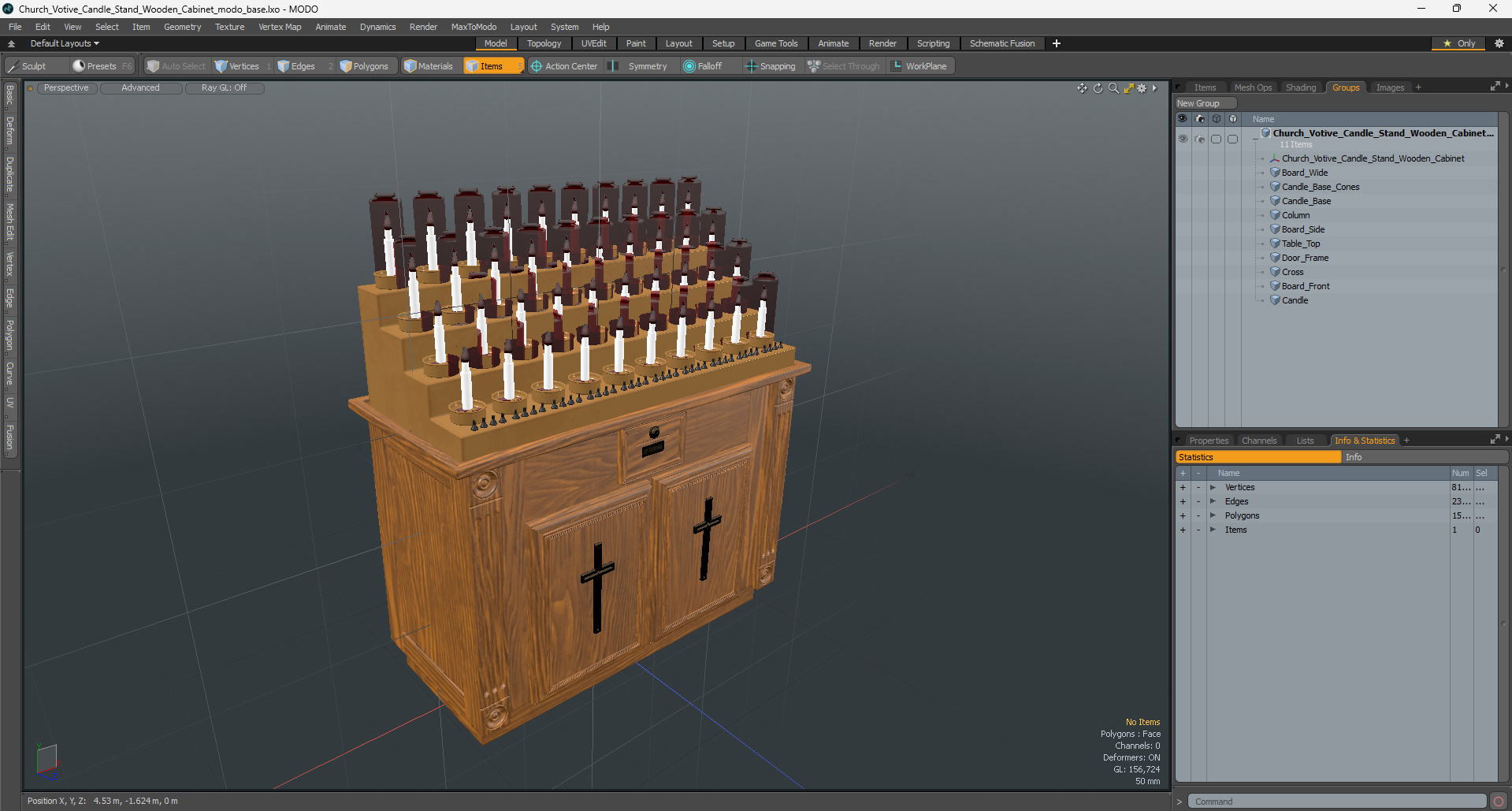 3D Church Votive Candle Stand Wooden Cabinet