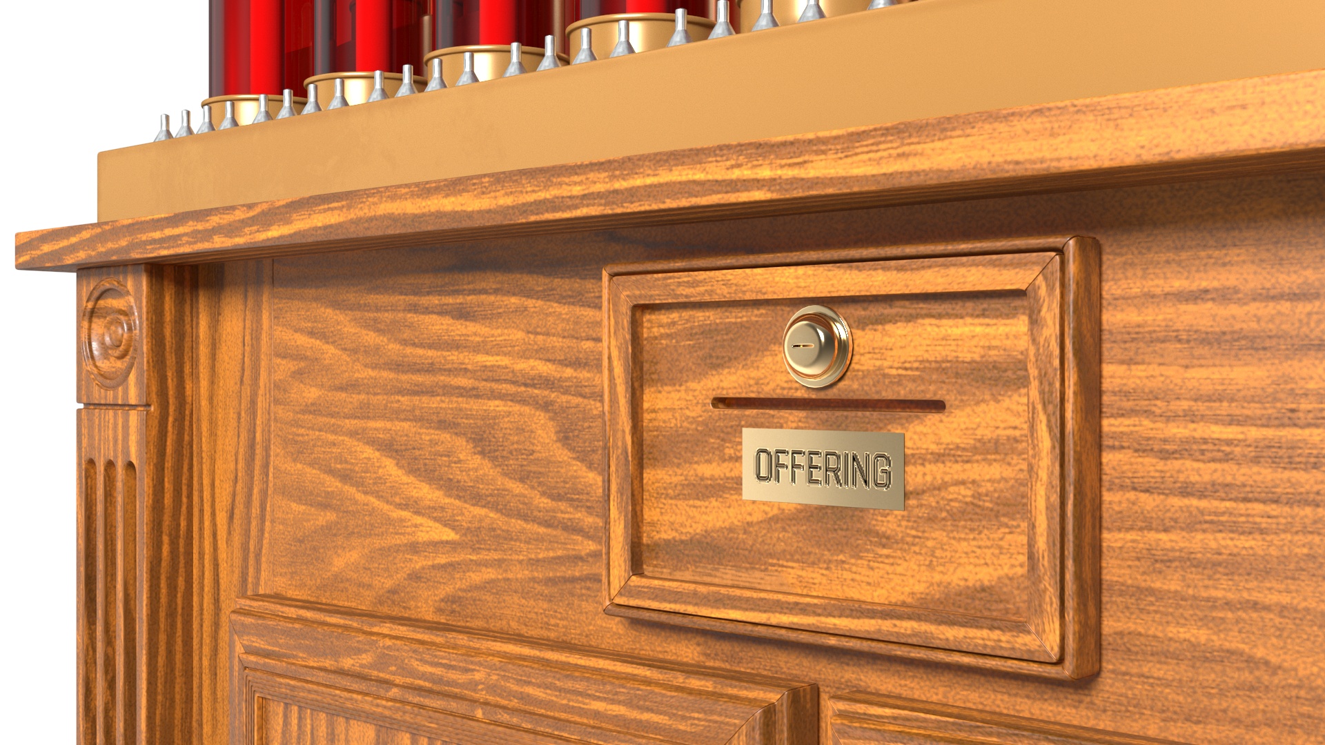 3D Church Votive Candle Stand Wooden Cabinet