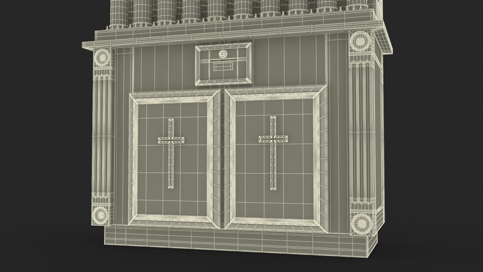 3D Church Votive Candle Stand Wooden Cabinet