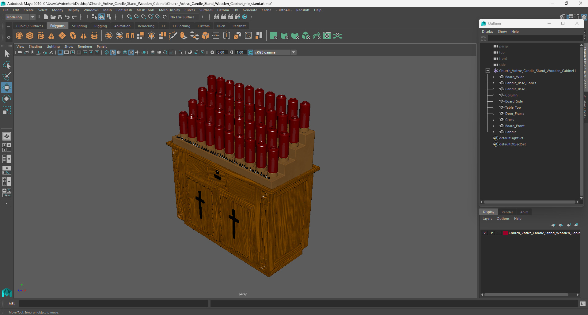 3D Church Votive Candle Stand Wooden Cabinet