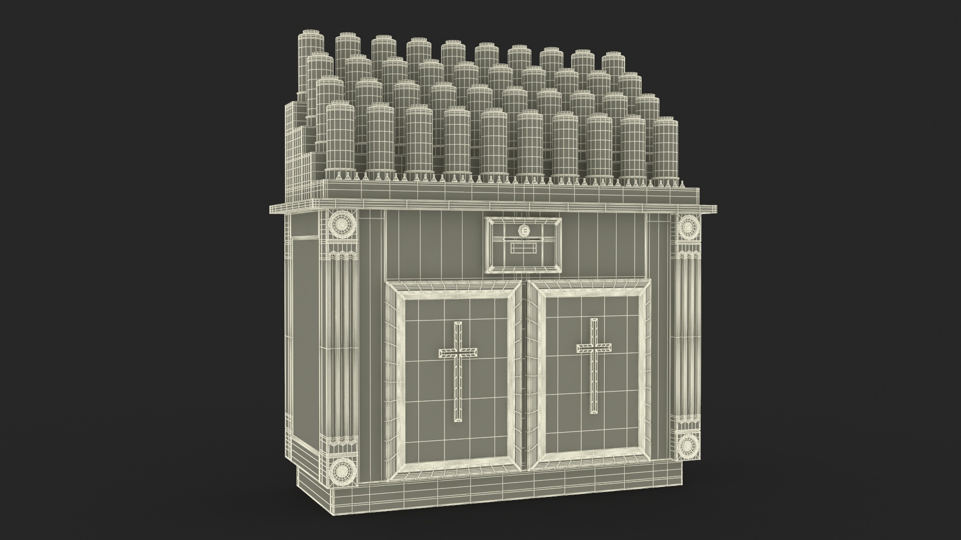 3D Church Votive Candle Stand Wooden Cabinet