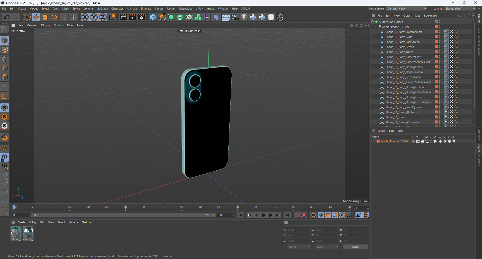 3D model Apple IPhone 16 Teal