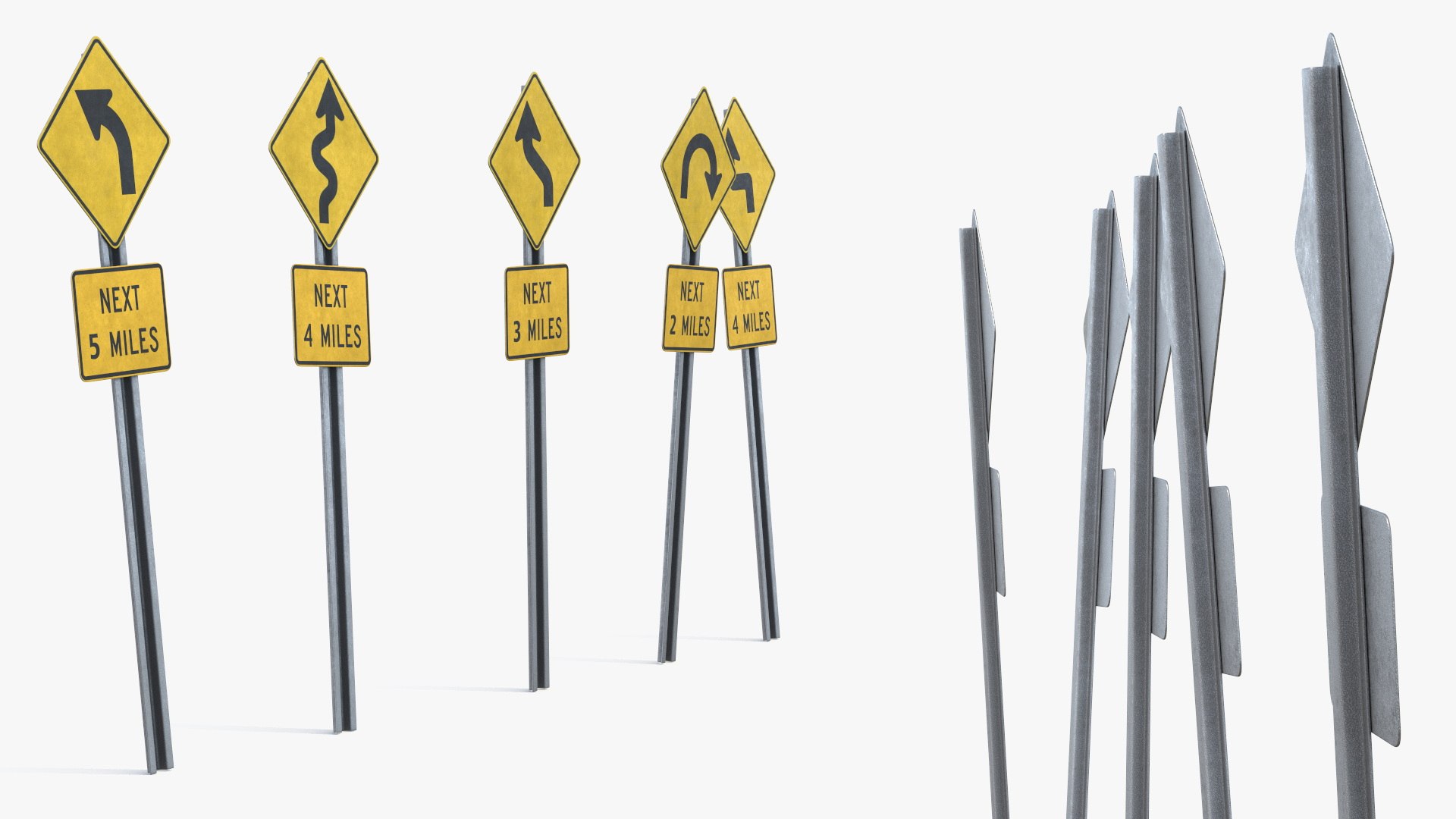 Road Warning Signs Set Game Ready