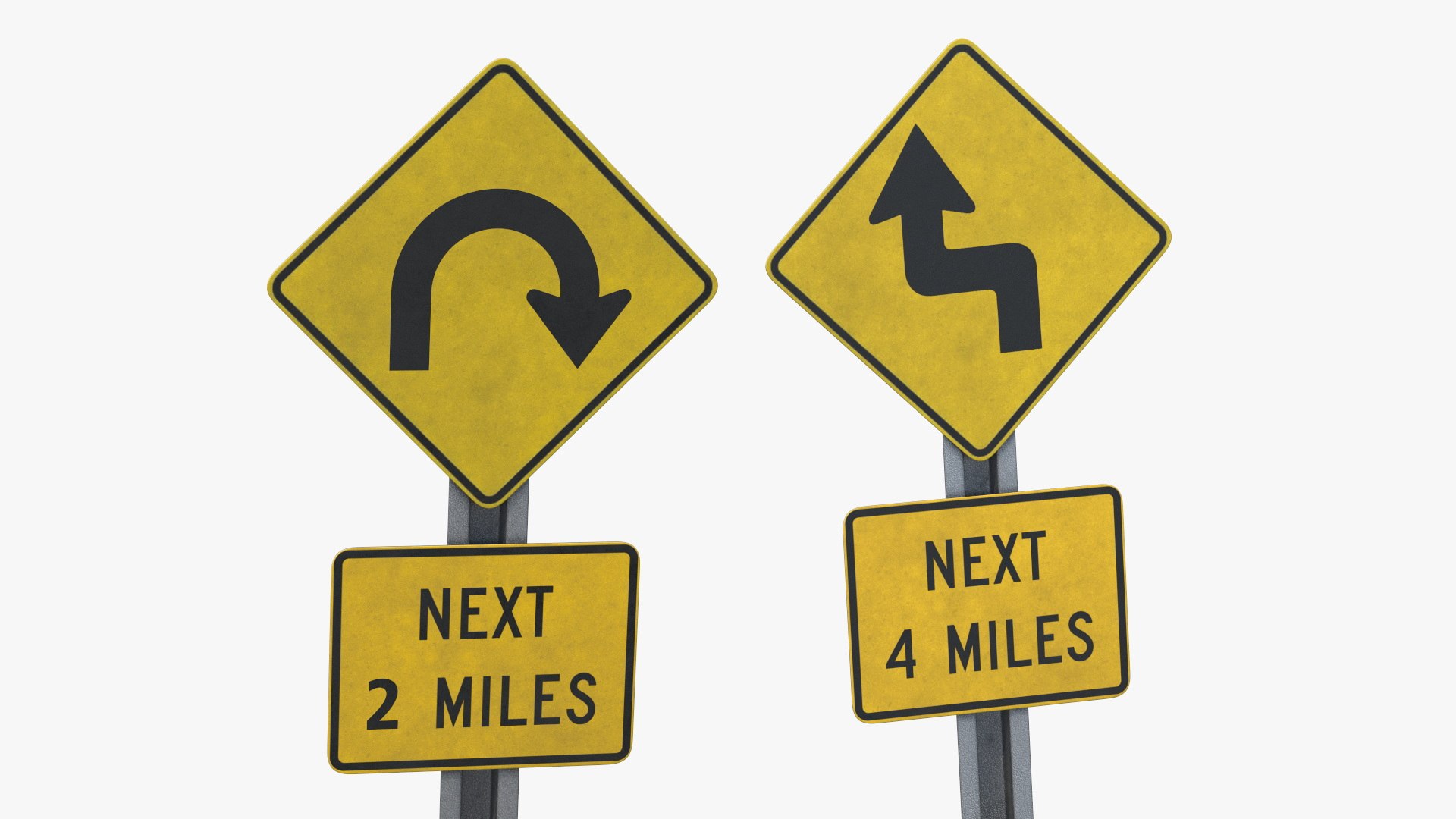 Road Warning Signs Set Game Ready, view 7