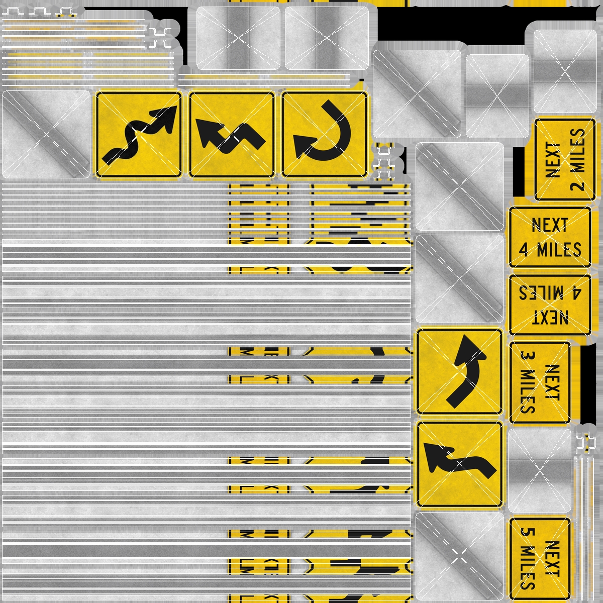 Road Warning Signs Set Game Ready, view 11