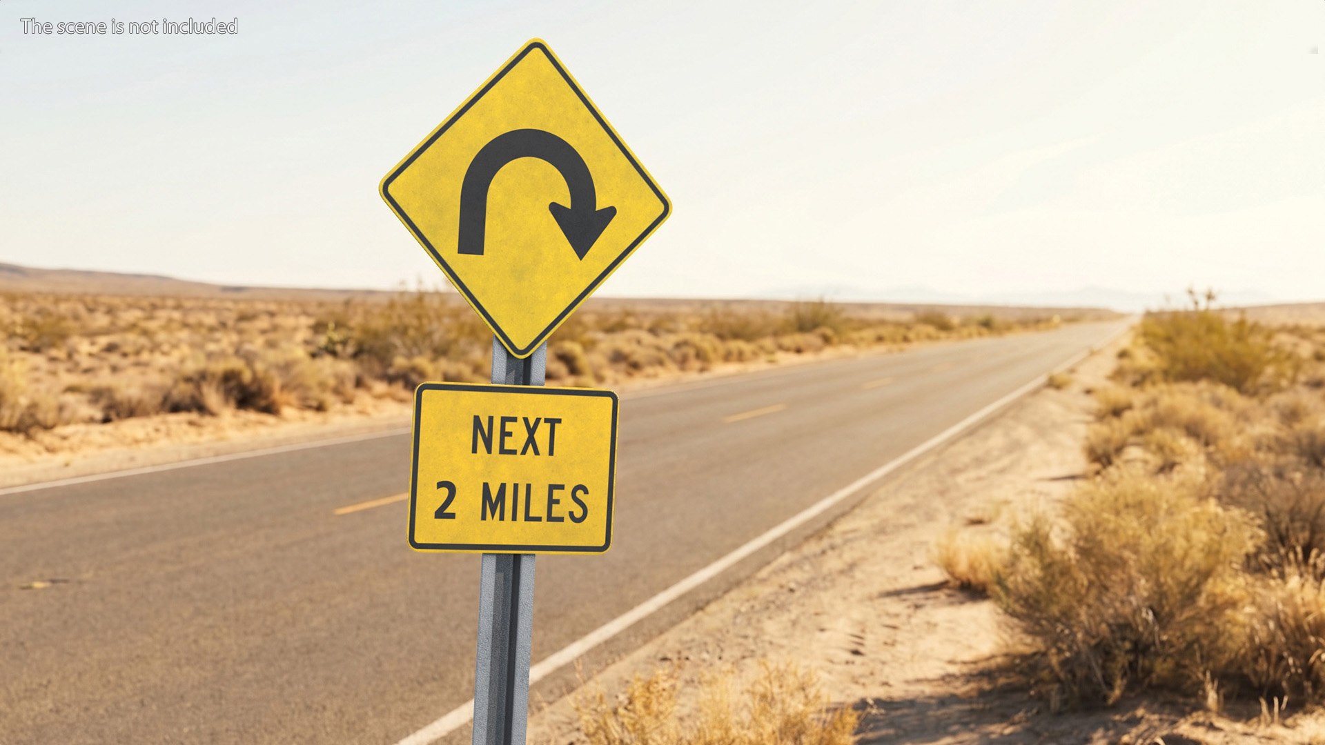 Road Warning Signs Set Game Ready, view 2
