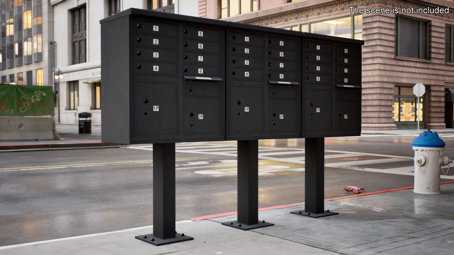 3D Black Eight Door Two Parcel Cluster Mailbox model