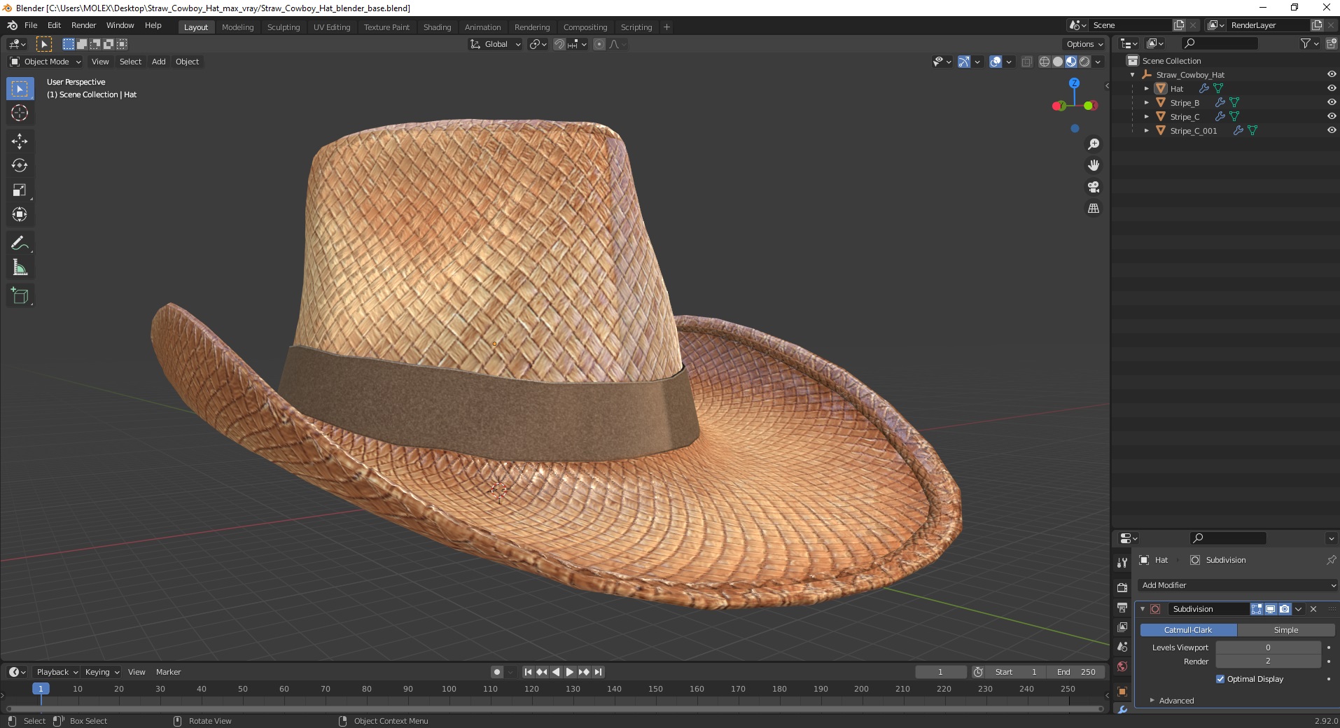 3D Straw Cowboy Hat
