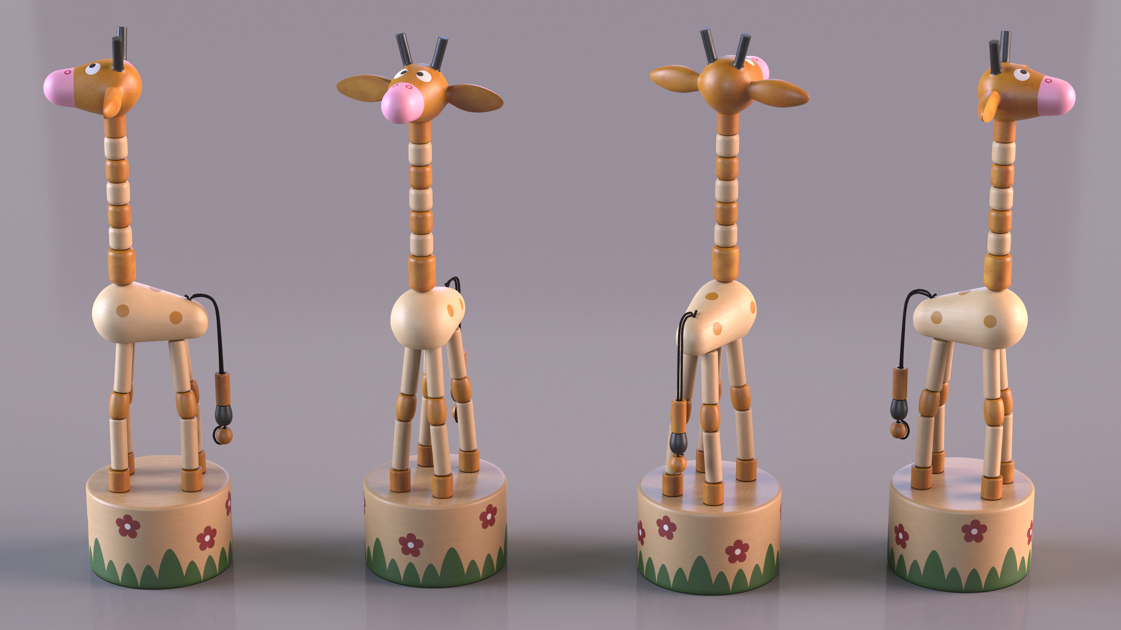 Giraffe Push Puppet Toy Rigged for Modo 3D model
