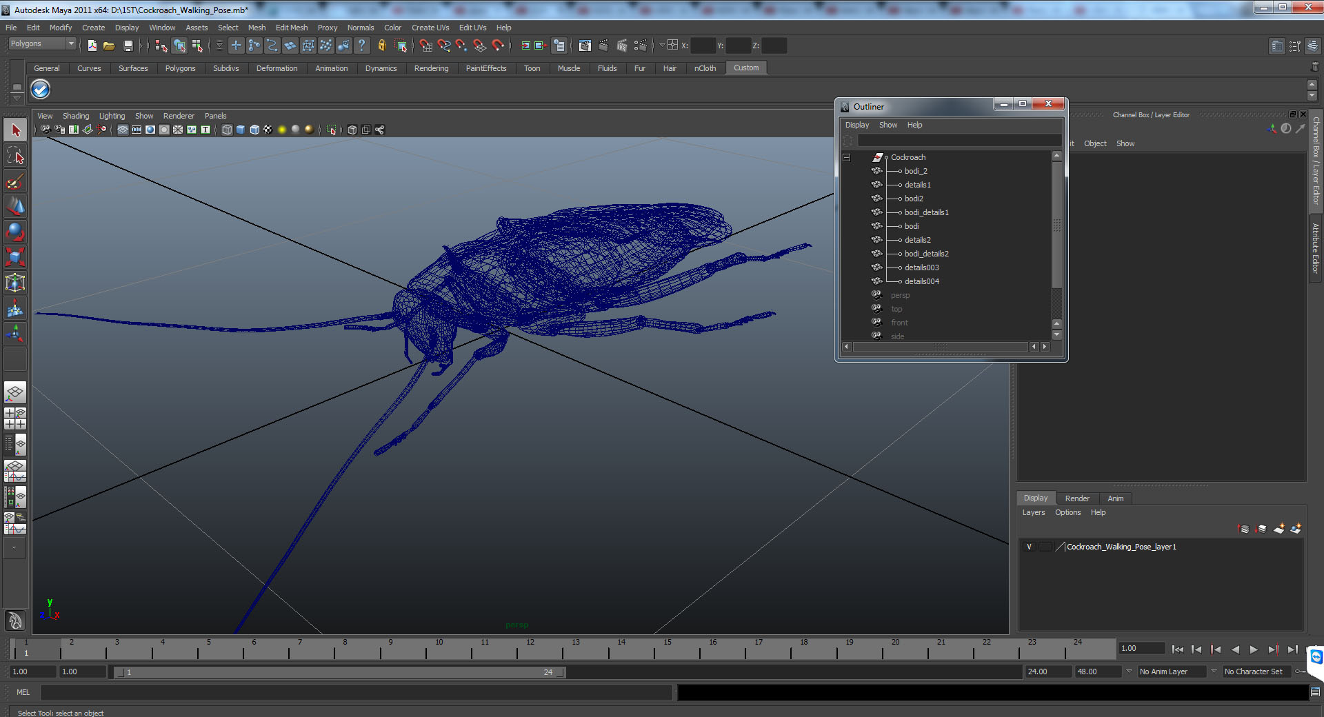 Cockroach Walking Pose 3D