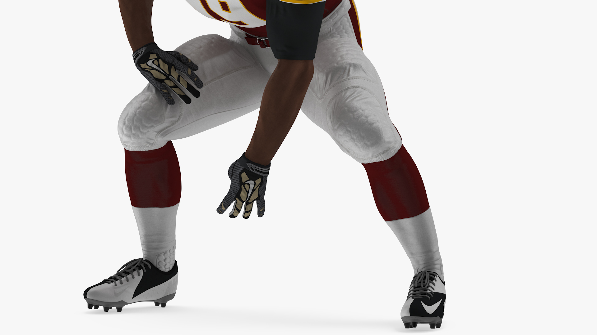 3D Washington Redskins American Football Player Crouching Fur model
