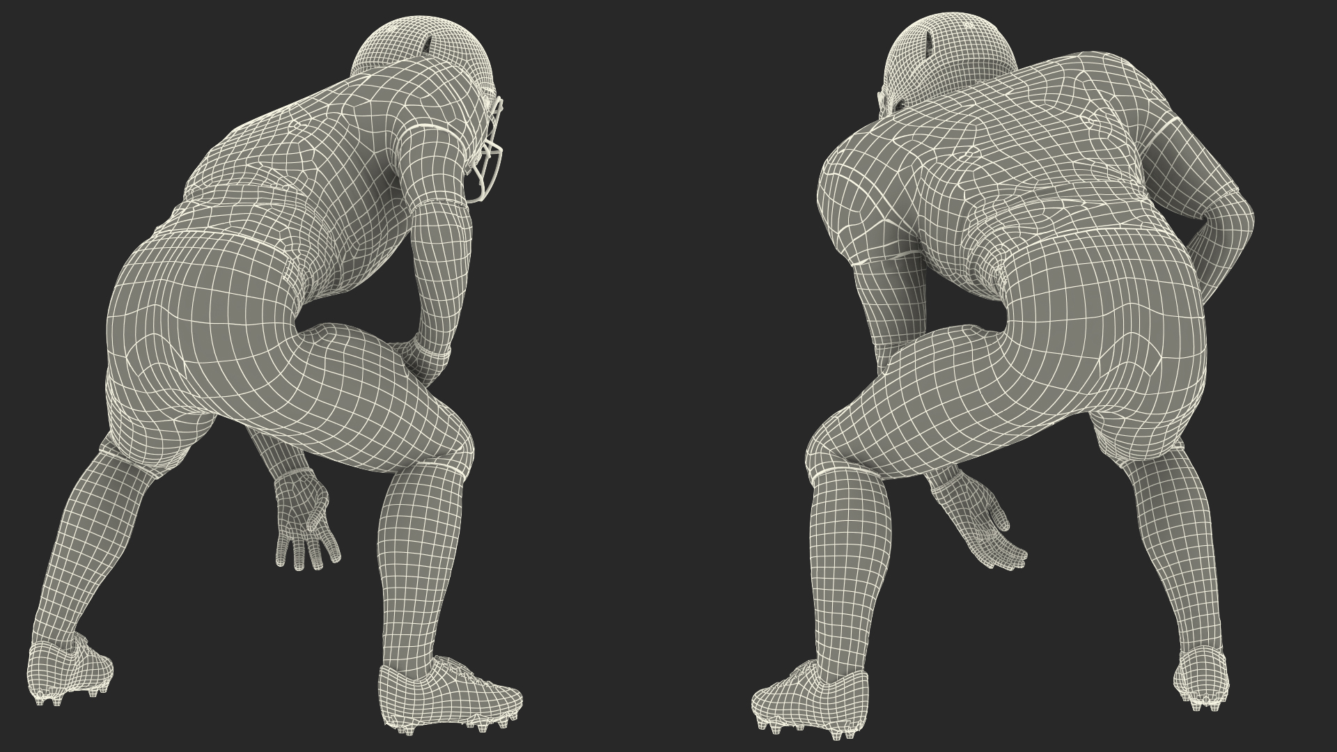 3D Washington Redskins American Football Player Crouching Fur model
