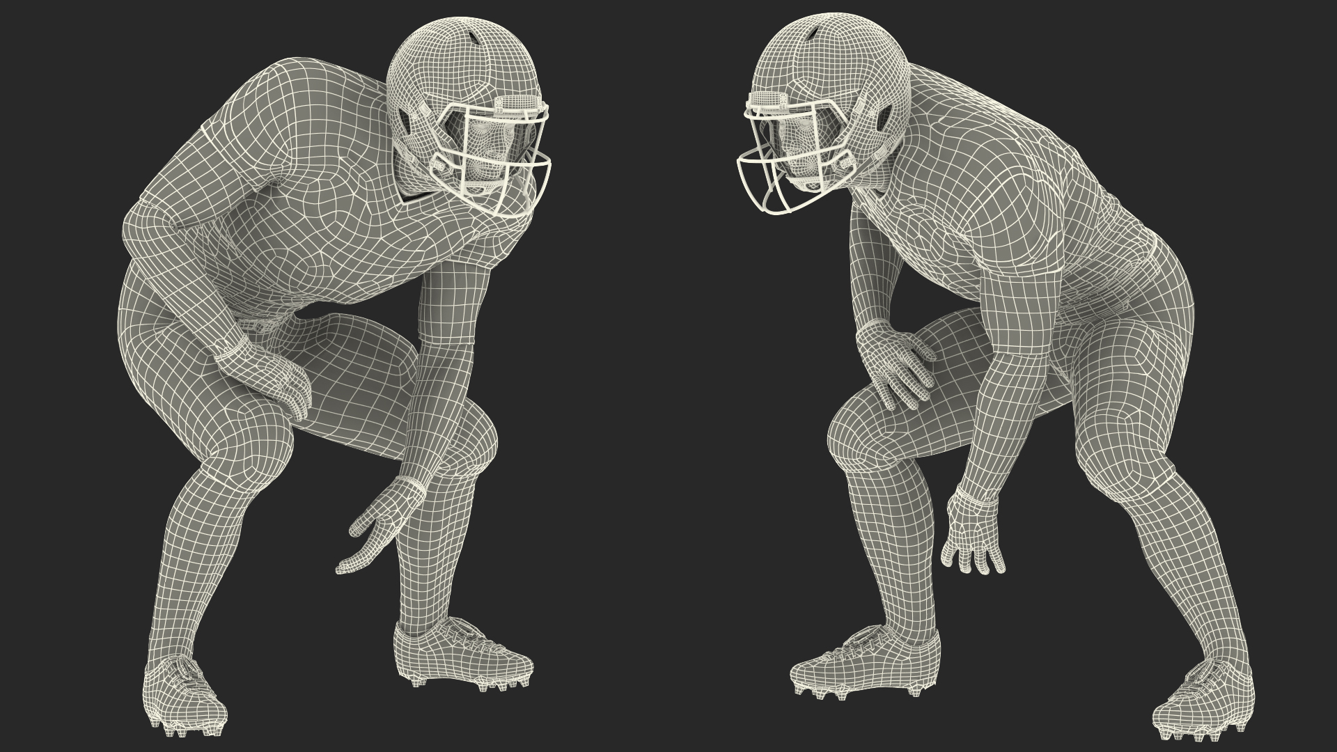 3D Washington Redskins American Football Player Crouching Fur model