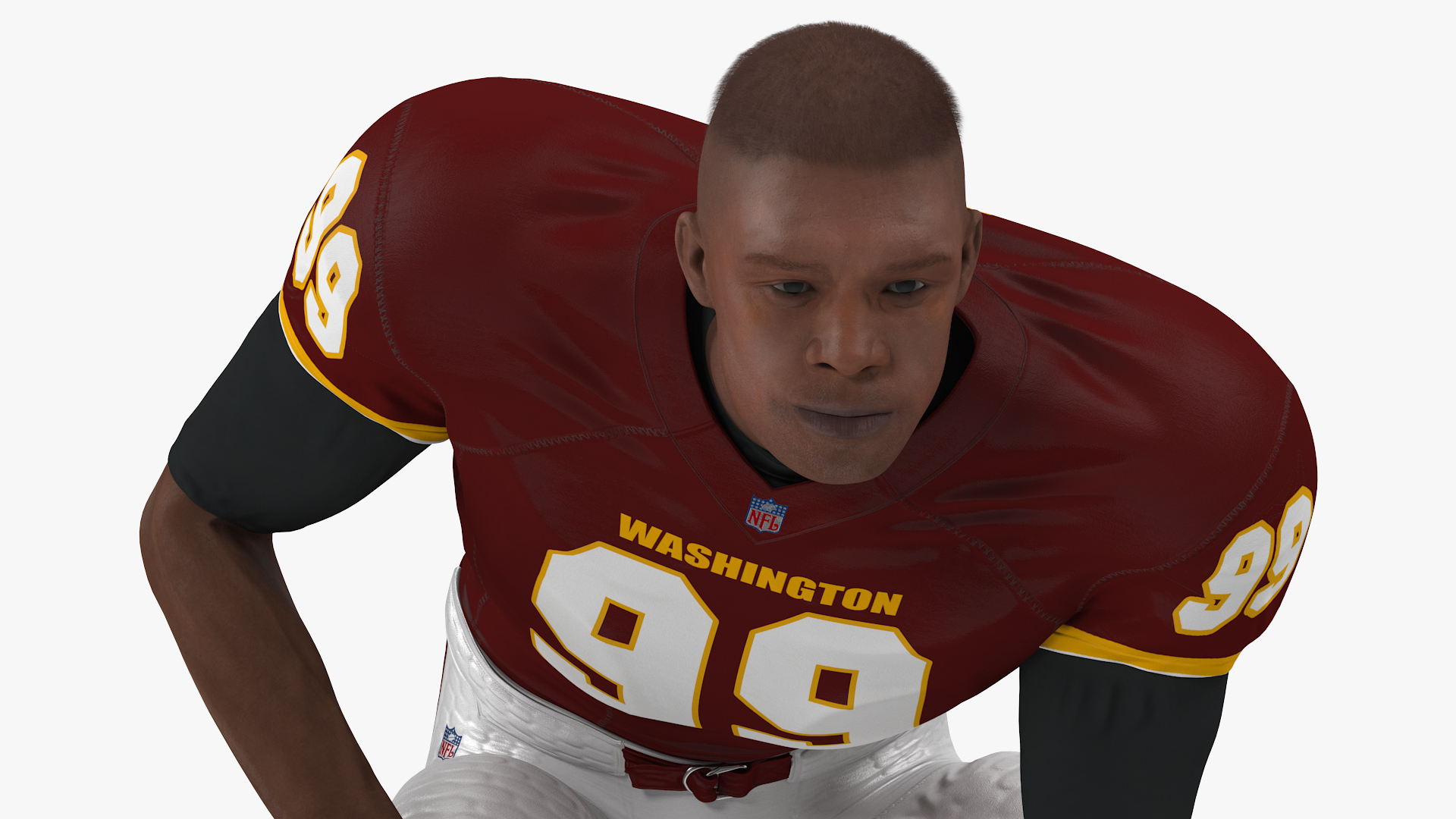 3D Washington Redskins American Football Player Crouching Fur model