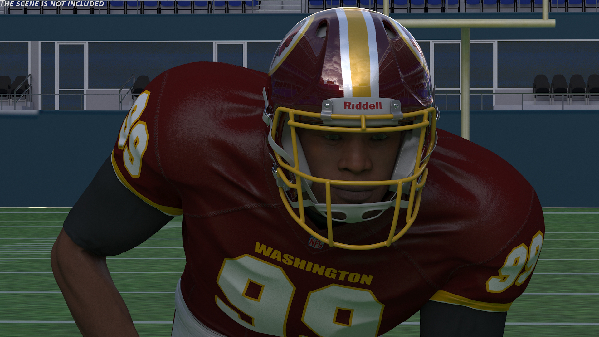 3D Washington Redskins American Football Player Crouching Fur model