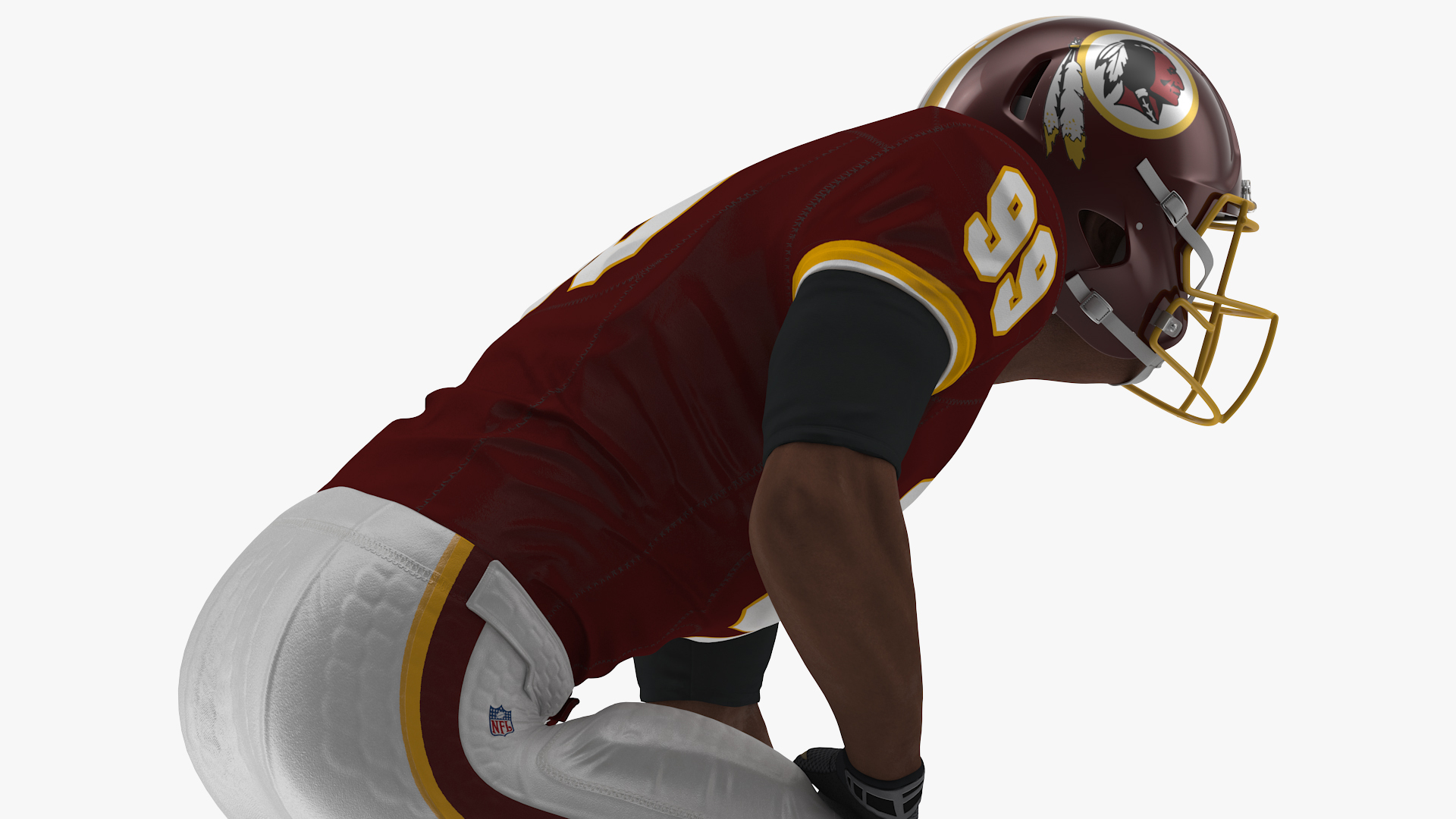 3D Washington Redskins American Football Player Crouching Fur model