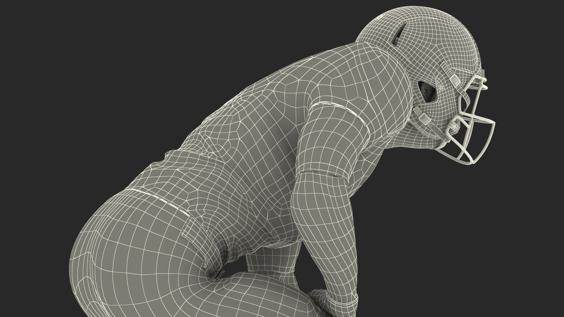 3D Washington Redskins American Football Player Crouching Fur model