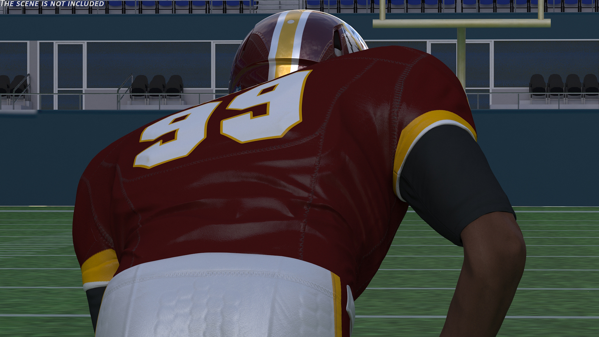 3D Washington Redskins American Football Player Crouching Fur model
