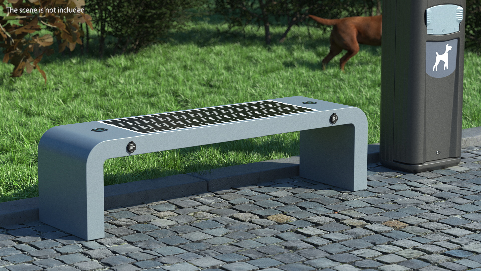 Smart Solar Bench Grey 3D