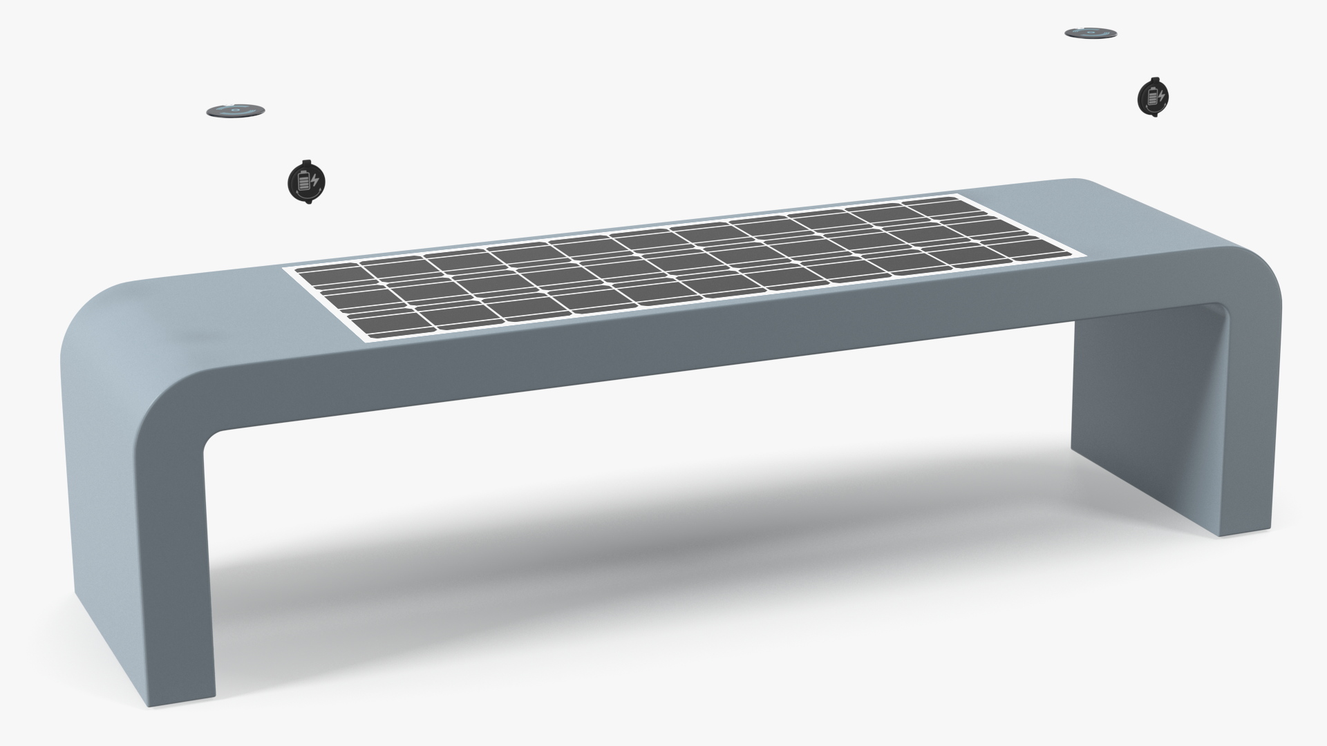 Smart Solar Bench Grey 3D
