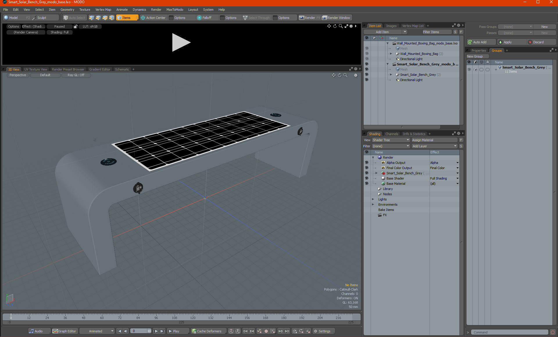 Smart Solar Bench Grey 3D