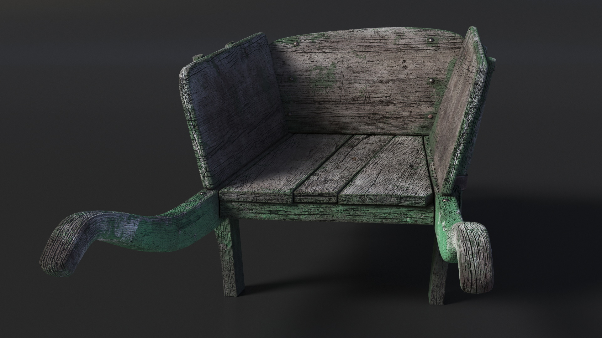 3D model Vintage Wheelbarrow Green