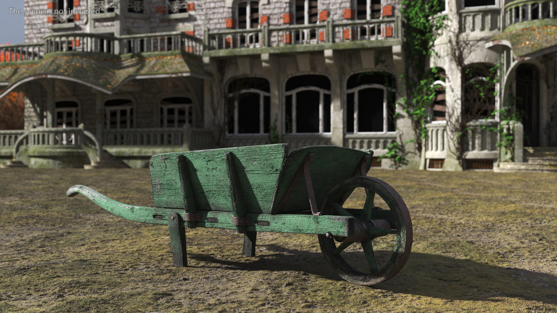 3D model Vintage Wheelbarrow Green