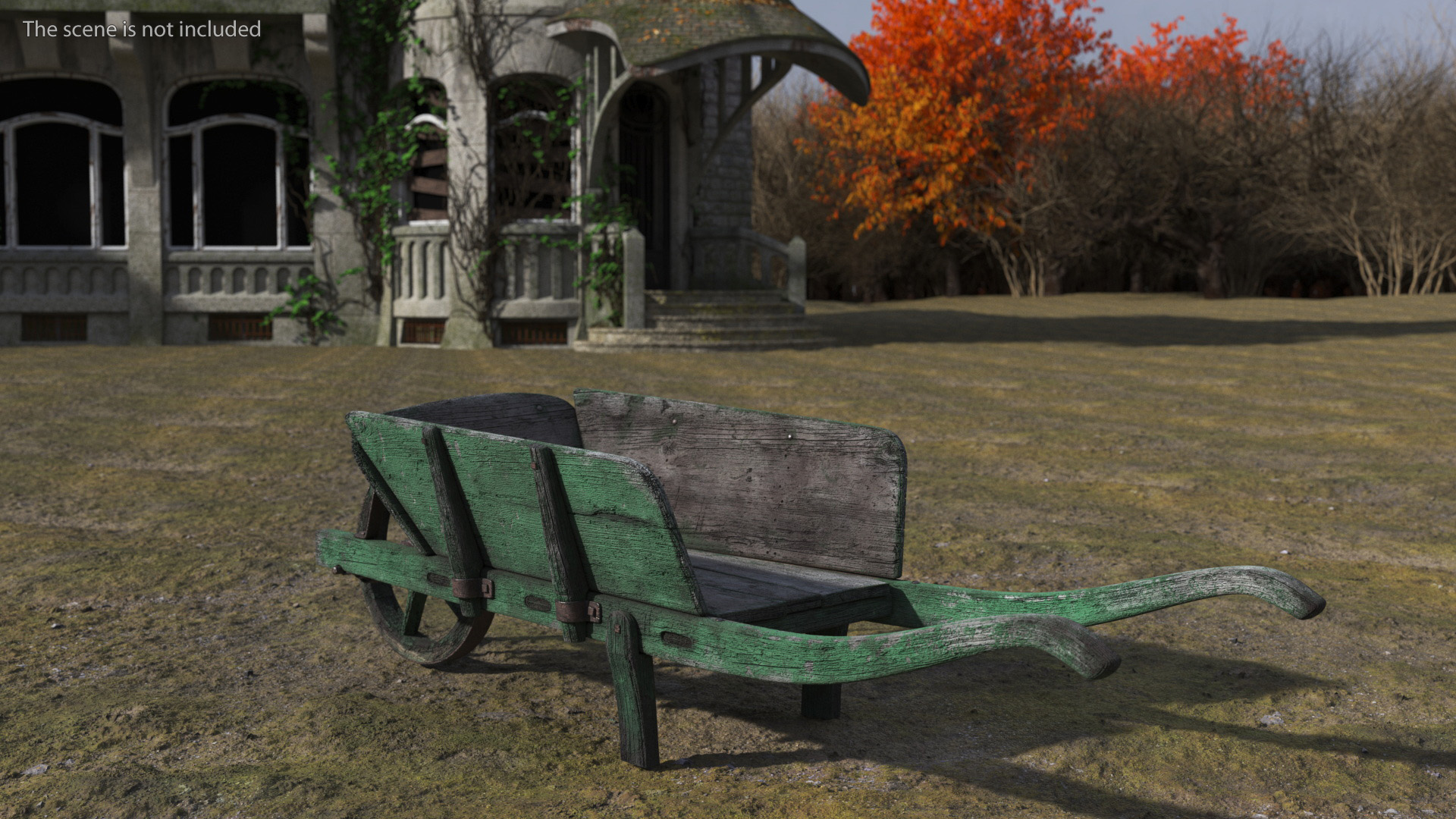 3D model Vintage Wheelbarrow Green