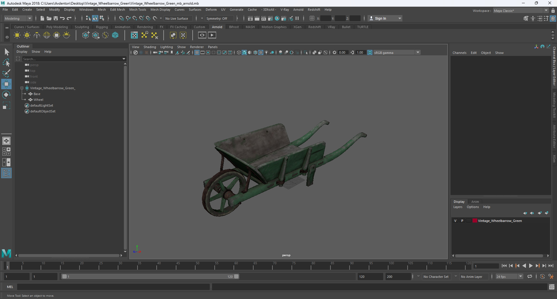 3D model Vintage Wheelbarrow Green