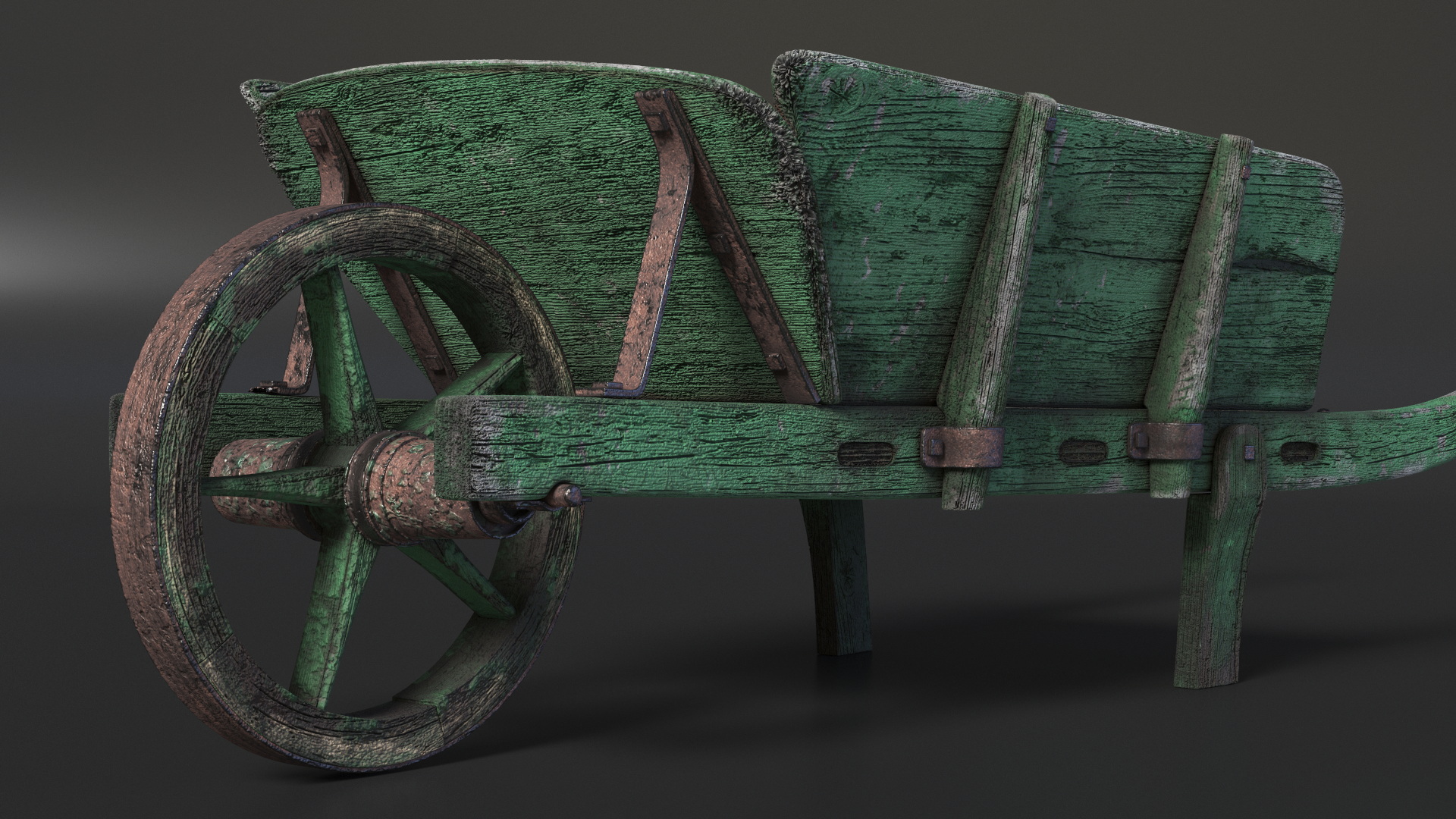 3D model Vintage Wheelbarrow Green
