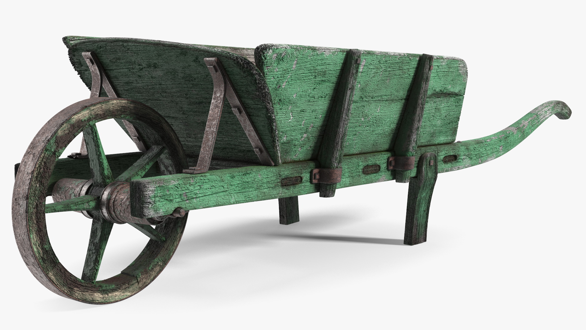 3D model Vintage Wheelbarrow Green